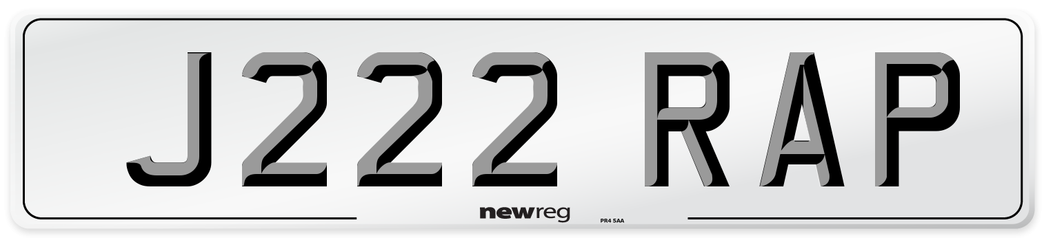J222 RAP Number Plate from New Reg